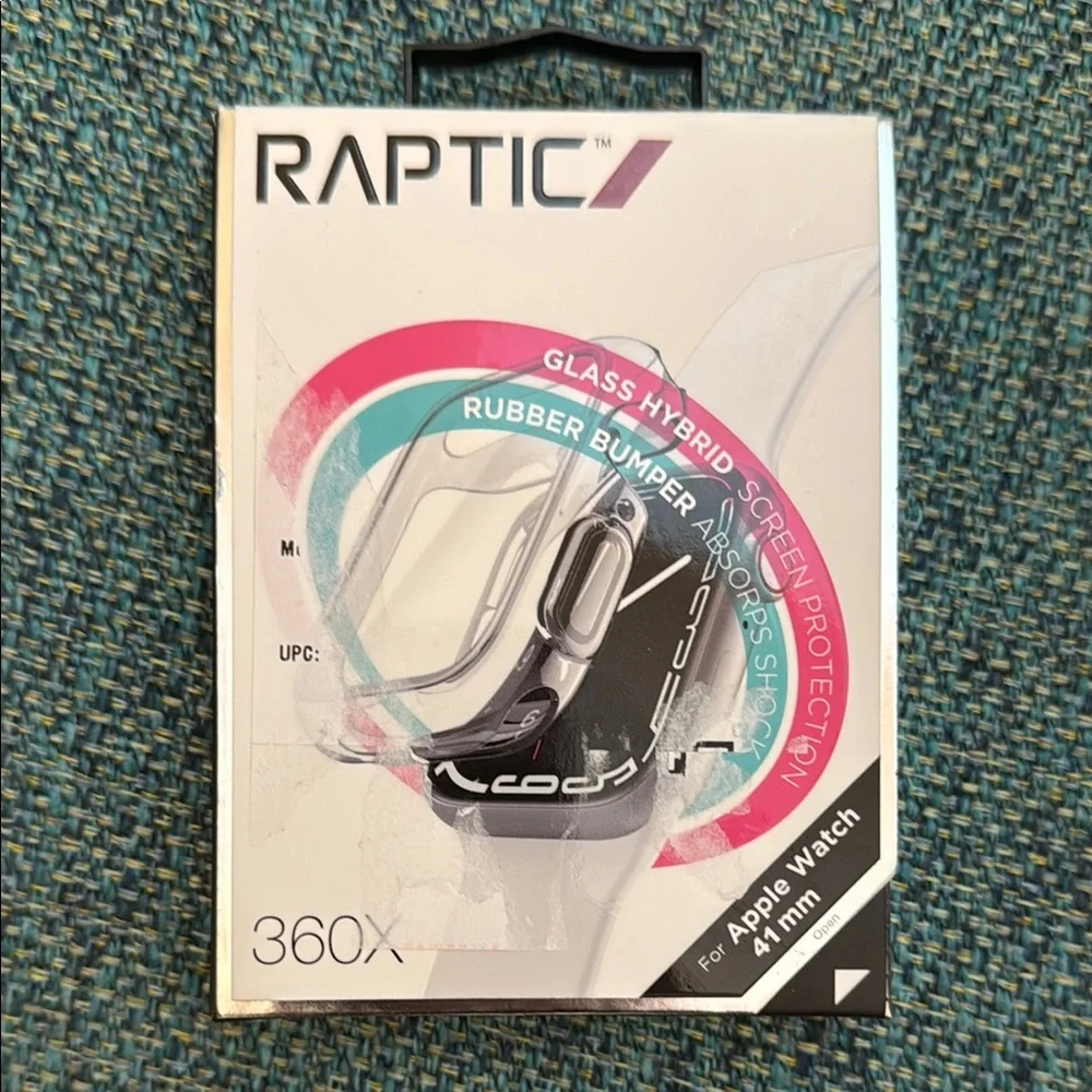 Raptic 360X Glass Hybrid Screen Protector Bumper for Apple Watch 41mm